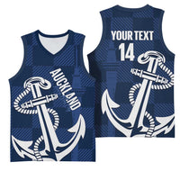 New Zealand Auckland Football Custom Basketball Jersey Navy Blue City Anchor Sky Tower Symbol LT14 - Polynesian Pride
