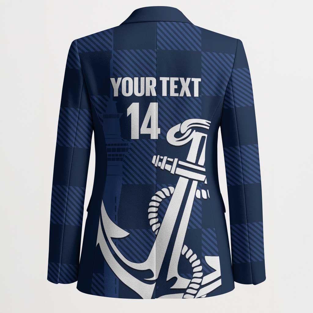 New Zealand Auckland Football Custom Blazer Navy Blue City Anchor Sky Tower Symbol LT14 - Polynesian Pride