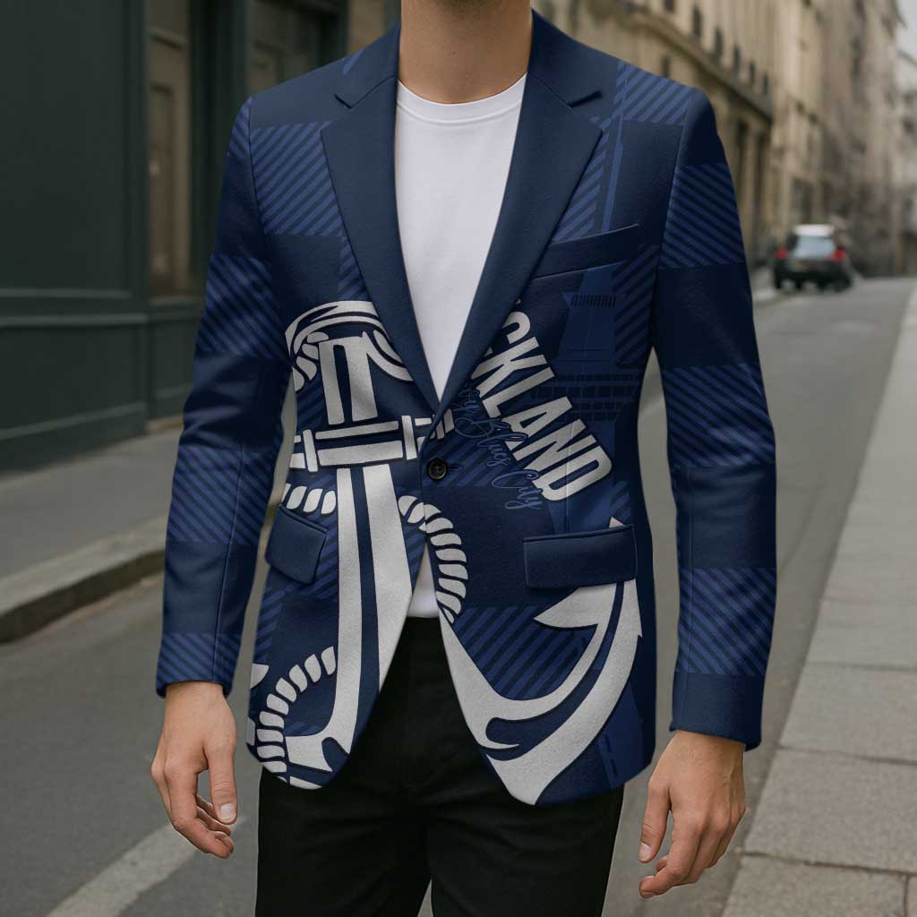 New Zealand Auckland Football Custom Blazer Navy Blue City Anchor Sky Tower Symbol LT14 - Polynesian Pride