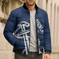 New Zealand Auckland Football Custom Bomber Puffer Jacket Navy Blue City Anchor Sky Tower Symbol LT14 - Polynesian Pride