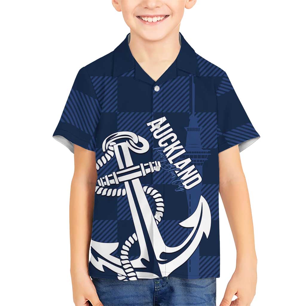 New Zealand Auckland Football Custom Hawaiian Shirt Navy Blue City Anchor Sky Tower Symbol LT14 - Polynesian Pride