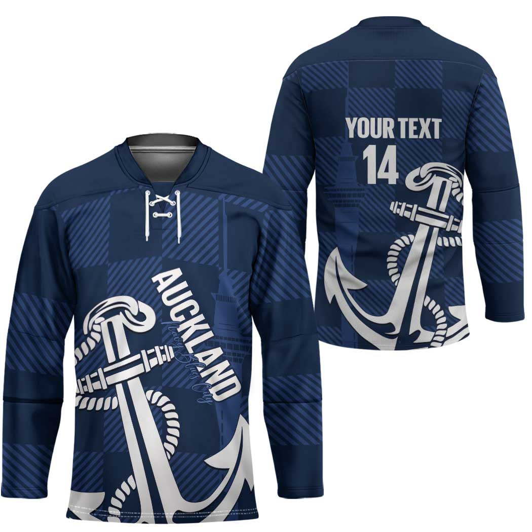 New Zealand Auckland Football Custom Hockey Jersey Navy Blue City Anchor Sky Tower Symbol LT14 - Polynesian Pride
