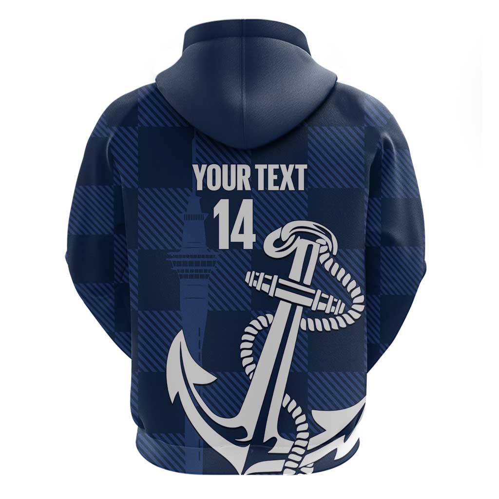New Zealand Auckland Football Custom Hoodie Navy Blue City Anchor Sky Tower Symbol LT14 - Polynesian Pride