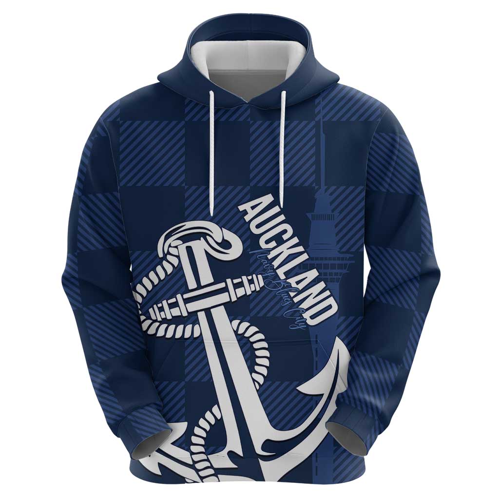 New Zealand Auckland Football Custom Hoodie Navy Blue City Anchor Sky Tower Symbol LT14 - Polynesian Pride
