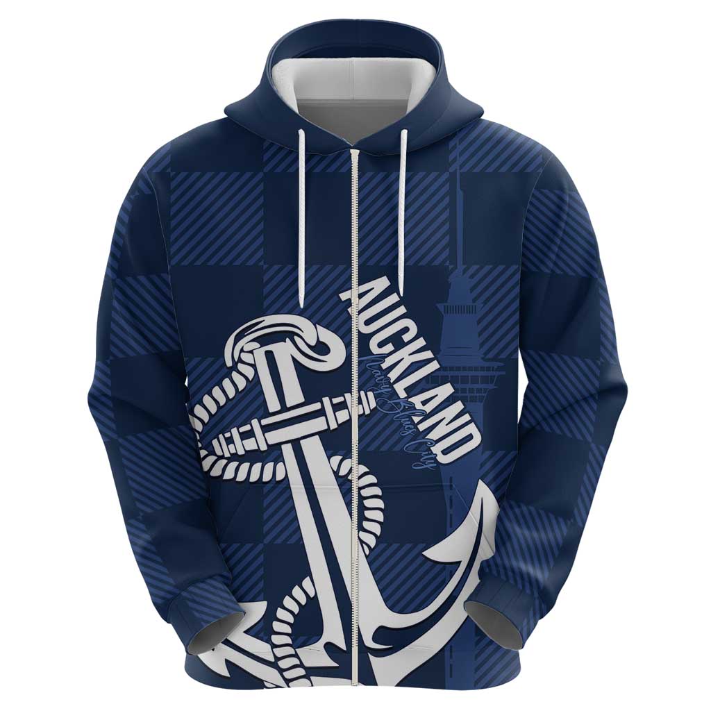 New Zealand Auckland Football Custom Hoodie Navy Blue City Anchor Sky Tower Symbol LT14 - Polynesian Pride