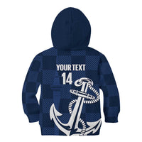 New Zealand Auckland Football Custom Kid Hoodie Navy Blue City Anchor Sky Tower Symbol LT14 - Polynesian Pride