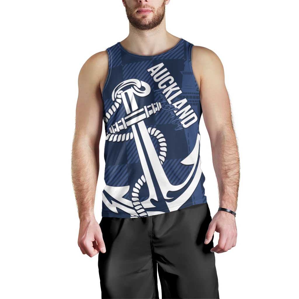 New Zealand Auckland Football Custom Men Tank Top Navy Blue City Anchor Sky Tower Symbol LT14 - Polynesian Pride