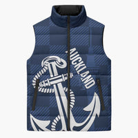 New Zealand Auckland Football Custom Sleeveless Puffer Jacket Navy Blue City Anchor Sky Tower Symbol LT14 Unisex Navy Blue - Polynesian Pride