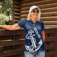 New Zealand Auckland Football Custom Women Polo Shirt Navy Blue City Anchor Sky Tower Symbol LT14 - Polynesian Pride