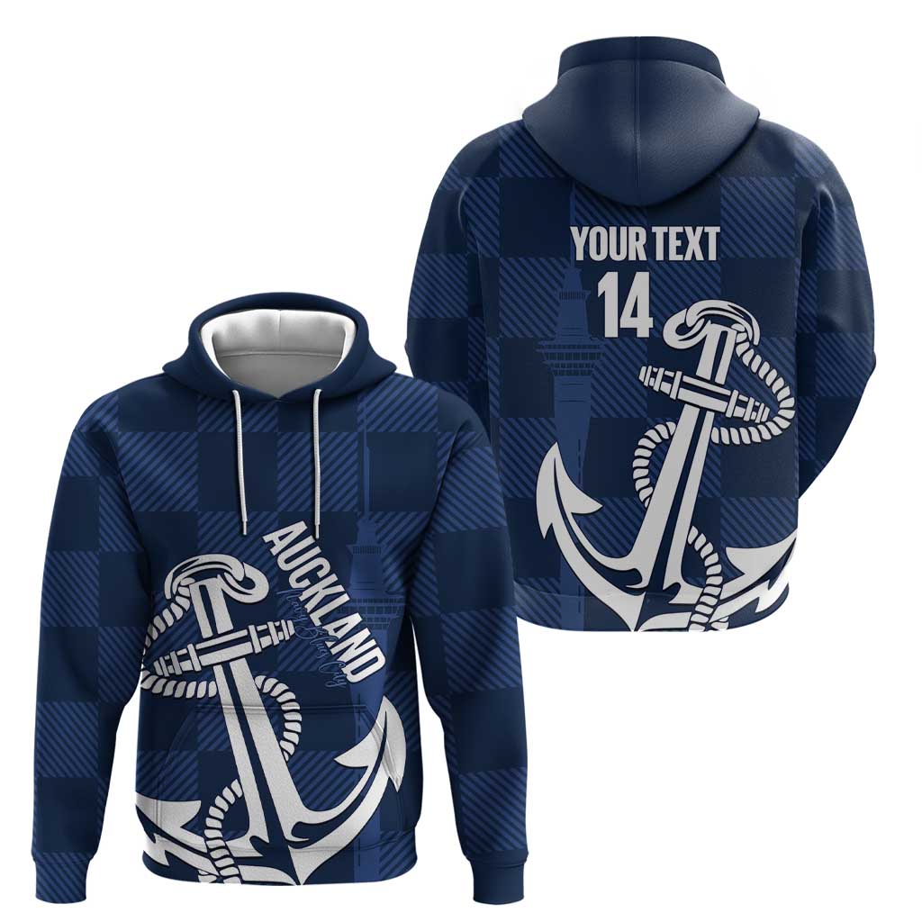 New Zealand Auckland Football Custom Zip Hoodie Navy Blue City Anchor Sky Tower Symbol LT14 - Polynesian Pride