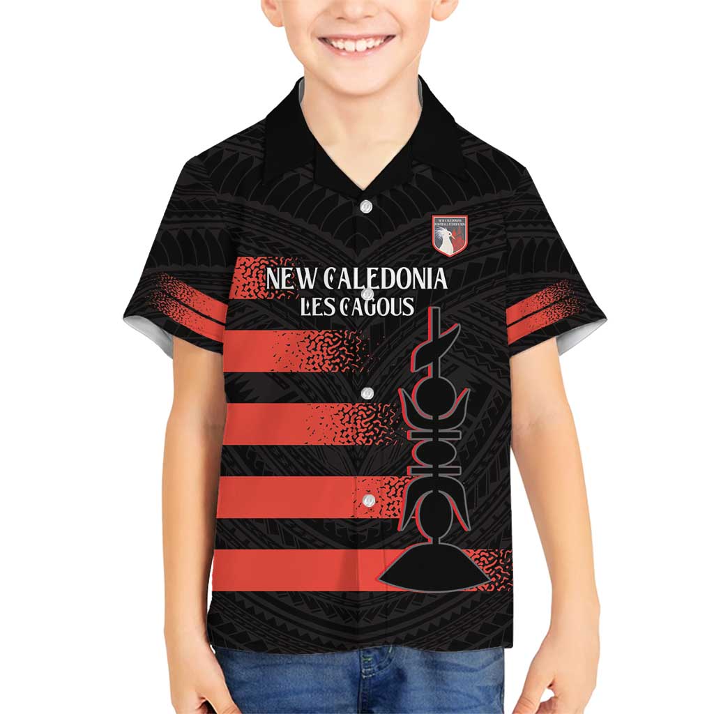 Custom New Caledonia Football Family Matching Off Shoulder Maxi Dress and Hawaiian Shirt Allez Les Cagous Polynesian Pattern