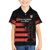 Custom New Caledonia Football Family Matching Off Shoulder Maxi Dress and Hawaiian Shirt Allez Les Cagous Polynesian Pattern