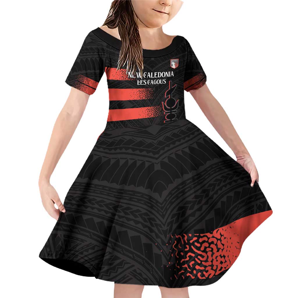 Custom New Caledonia Football Family Matching Off Shoulder Short Dress and Hawaiian Shirt Allez Les Cagous Polynesian Pattern