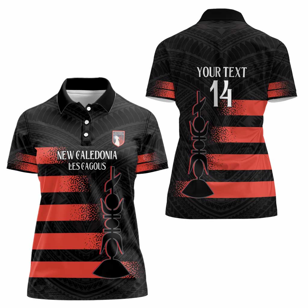 Custom New Caledonia Football Women Polo Shirt Allez Les Cagous Polynesian Pattern