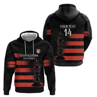 Custom New Caledonia Football Zip Hoodie Allez Les Cagous Polynesian Pattern