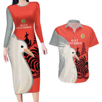 Custom Nouvelle-Caledonie Football Couples Matching Long Sleeve Bodycon Dress and Hawaiian Shirt Allez Les Cagous Simple Style