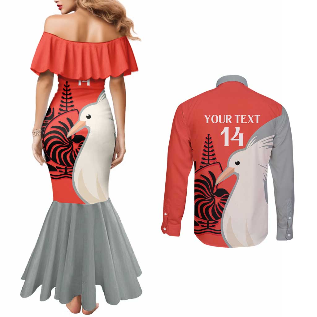 Custom Nouvelle-Caledonie Football Couples Matching Mermaid Dress and Long Sleeve Button Shirt Allez Les Cagous Simple Style LT14 - Polynesian Pride