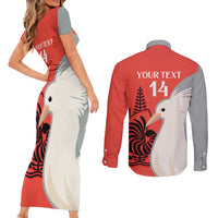 Custom Nouvelle-Caledonie Football Couples Matching Short Sleeve Bodycon Dress and Long Sleeve Button Shirt Allez Les Cagous Simple Style LT14 - Polynesian Pride