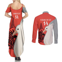 Custom Nouvelle-Caledonie Football Couples Matching Summer Maxi Dress and Long Sleeve Button Shirt Allez Les Cagous Simple Style LT14 - Polynesian Pride