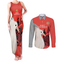 Custom Nouvelle-Caledonie Football Couples Matching Tank Maxi Dress and Long Sleeve Button Shirt Allez Les Cagous Simple Style LT14 Red - Polynesian Pride