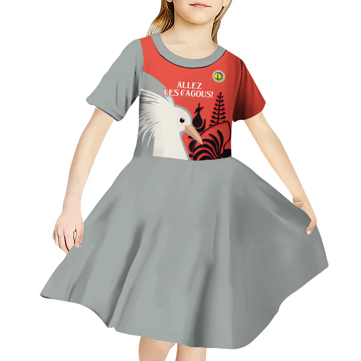Custom Nouvelle-Caledonie Football Kid Short Sleeve Dress Allez Les Cagous Simple Style