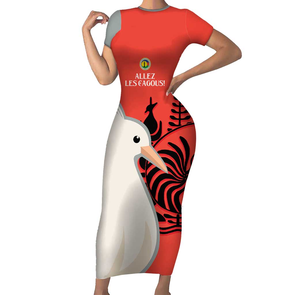 Custom Nouvelle-Caledonie Football Short Sleeve Bodycon Dress Allez Les Cagous Simple Style