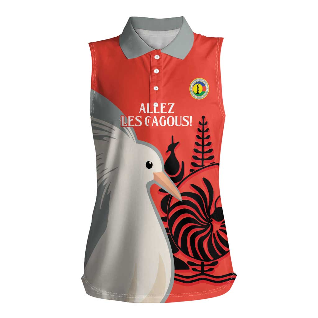 Custom Nouvelle-Caledonie Football Women Sleeveless Polo Shirt Allez Les Cagous Simple Style