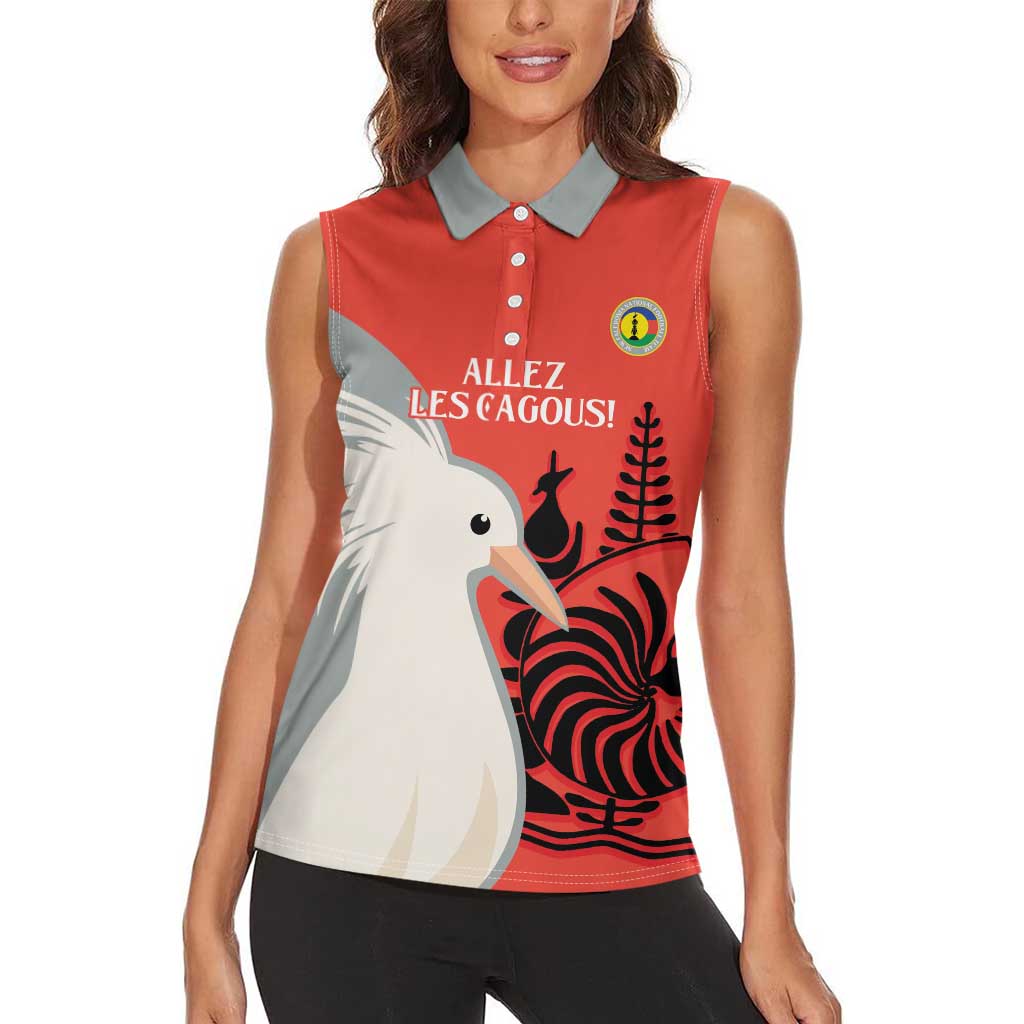 Custom Nouvelle-Caledonie Football Women Sleeveless Polo Shirt Allez Les Cagous Simple Style