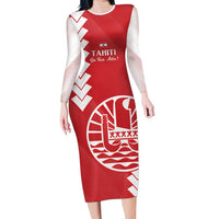 Custom Tahiti Football Family Matching Long Sleeve Bodycon Dress and Hawaiian Shirt Go Toa Aito