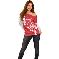 Custom Tahiti Football Off Shoulder Sweater Go Toa Aito