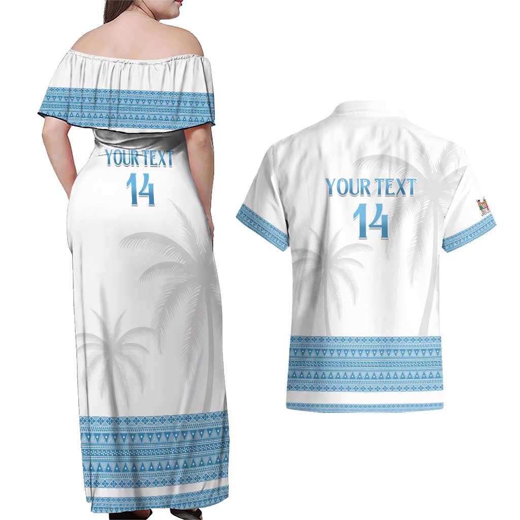 Custom Fiji Tapa Football Couples Matching Off Shoulder Maxi Dress and Hawaiian Shirt Go Bula Boy!