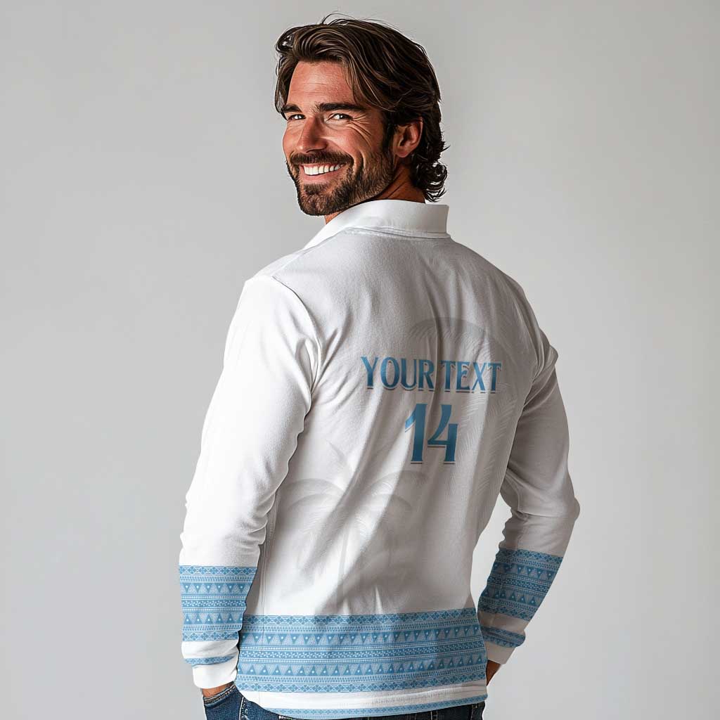 Custom Fiji Tapa Football Long Sleeve Polo Shirt Go Bula Boy!