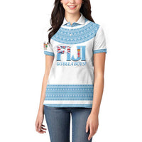 Custom Fiji Tapa Football Women Polo Shirt Go Bula Boy!