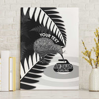 New Zealand Silver Fern Curling Personalised Canvas Wall Art Aotearoa Kiwi Ponga Black White Version - Polynesian Pride