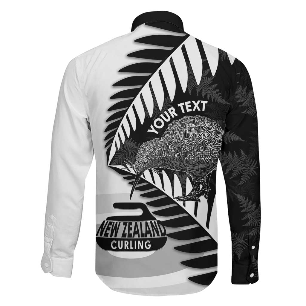 New Zealand Silver Fern Curling Personalised Family Matching Short Sleeve Bodycon Dress and Hawaiian Shirt Aotearoa Kiwi Ponga Black White Version LT14 - Polynesian Pride