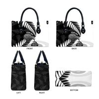 New Zealand Silver Fern Curling Personalised Leather Bag Aotearoa Kiwi Ponga Black White Version - Polynesian Pride