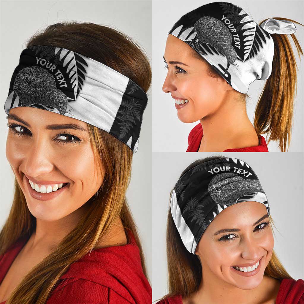 New Zealand Silver Fern Curling Personalised Neck Gaiter Aotearoa Kiwi Ponga Black White Version - Polynesian Pride