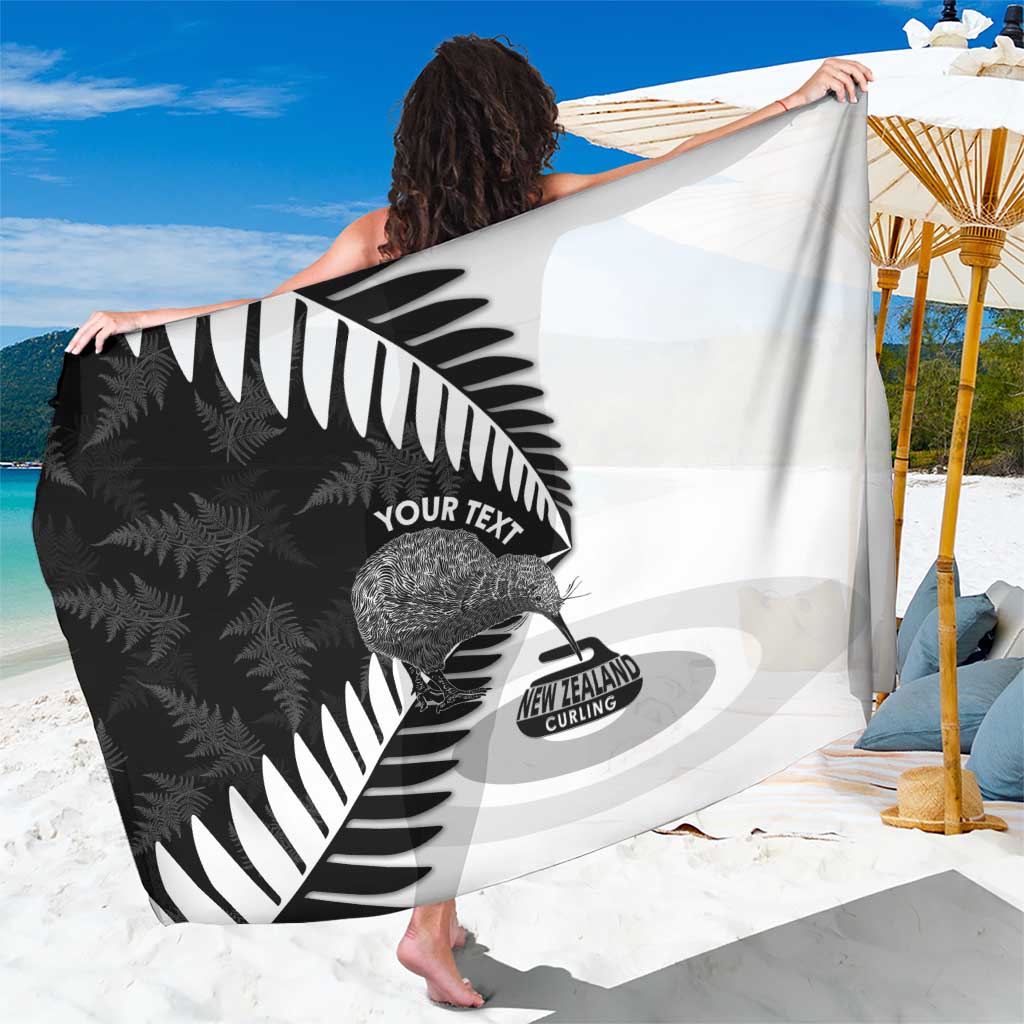 New Zealand Silver Fern Curling Personalised Sarong Aotearoa Kiwi Ponga Black White Version - Polynesian Pride