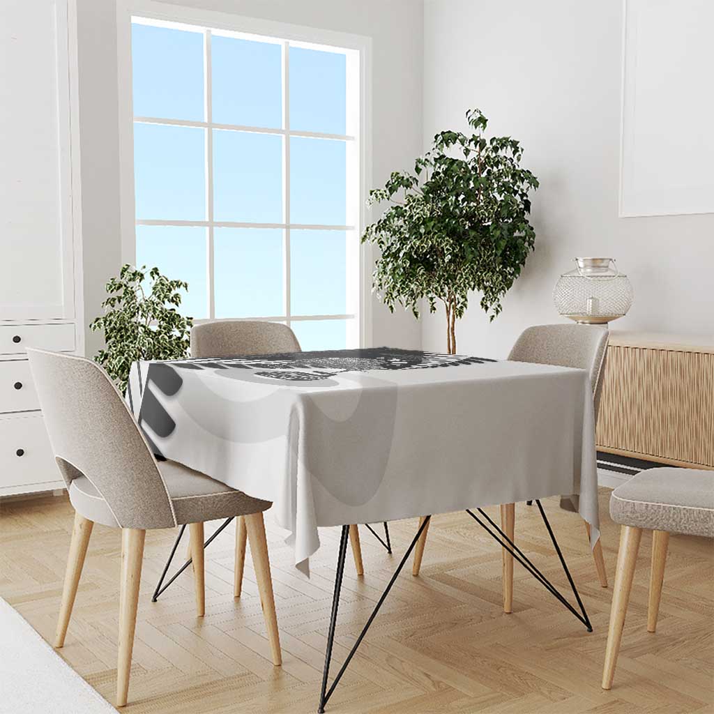 New Zealand Silver Fern Curling Personalised Tablecloth Aotearoa Kiwi Ponga Black White Version - Polynesian Pride