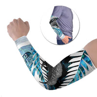 New Zealand Silver Fern Curling Personalised Arm Sleeves Aotearoa Kiwi Ponga Paua Shell Version - Polynesian Pride