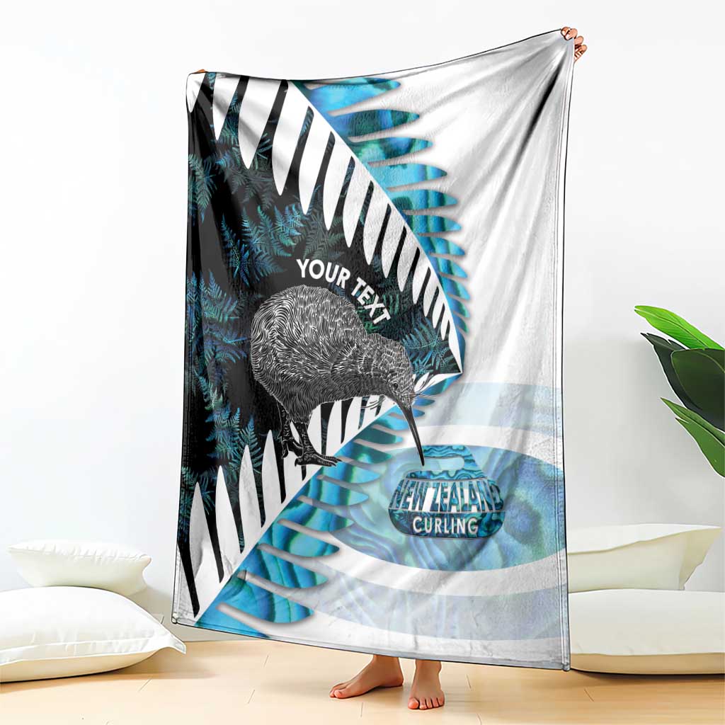 New Zealand Silver Fern Curling Personalised Blanket Aotearoa Kiwi Ponga Paua Shell Version - Polynesian Pride