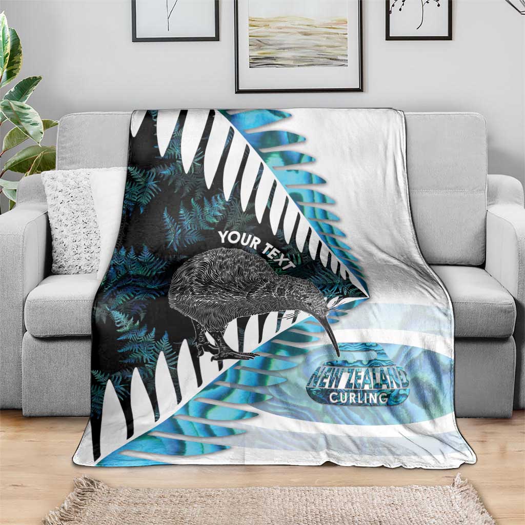 New Zealand Silver Fern Curling Personalised Blanket Aotearoa Kiwi Ponga Paua Shell Version - Polynesian Pride
