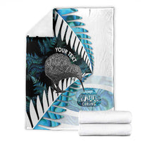 New Zealand Silver Fern Curling Personalised Blanket Aotearoa Kiwi Ponga Paua Shell Version - Polynesian Pride