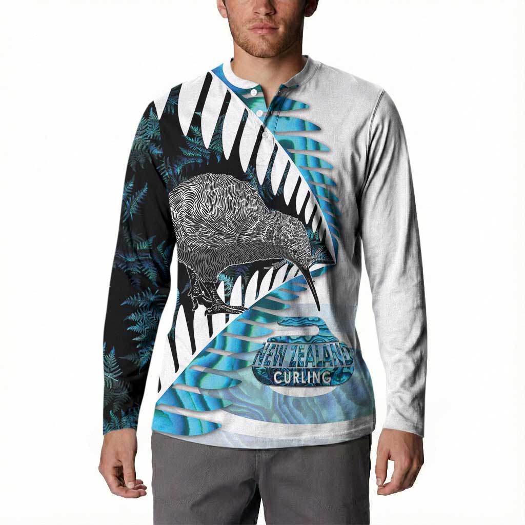 New Zealand Silver Fern Curling Personalised Button Sweatshirt Aotearoa Kiwi Ponga Paua Shell Version - Polynesian Pride