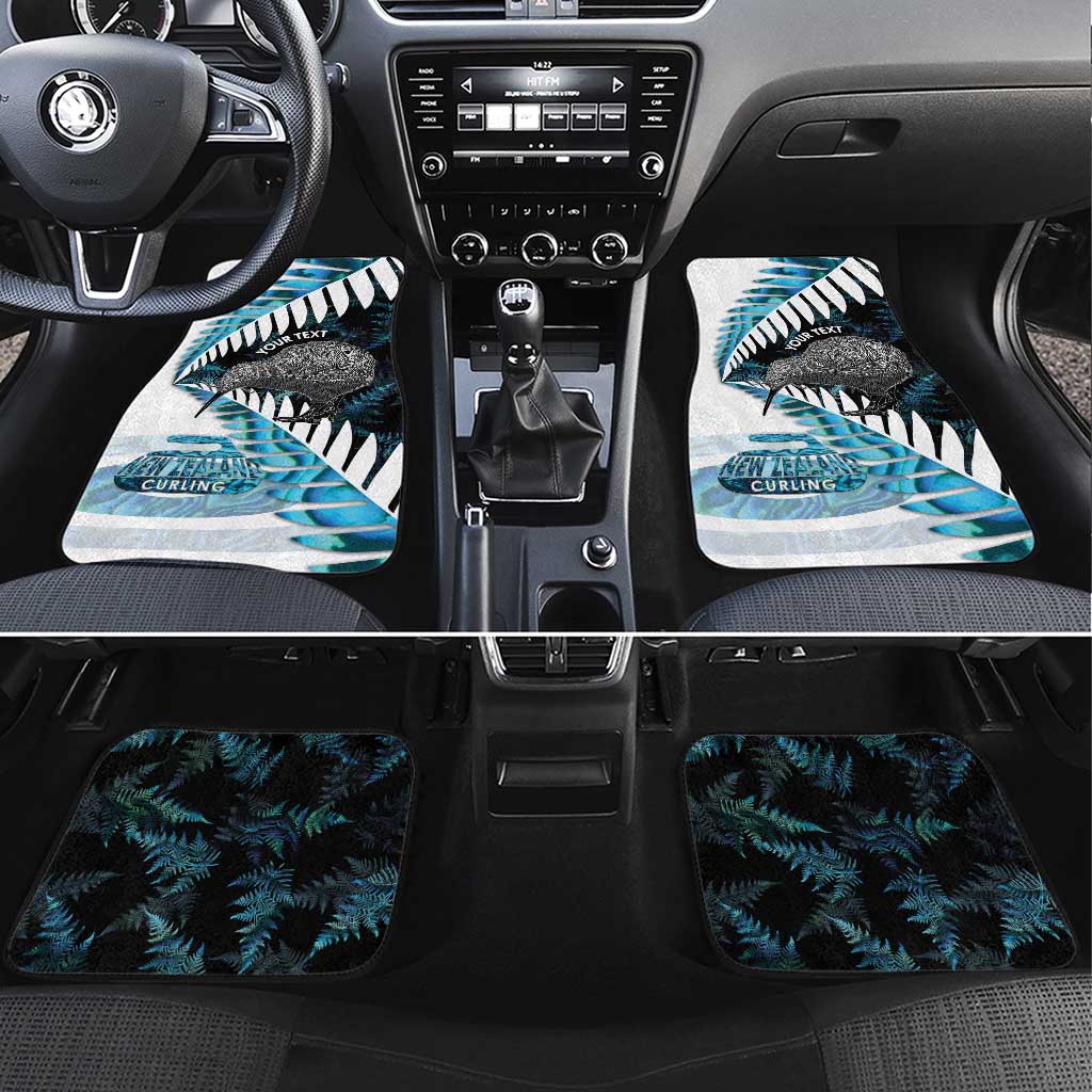 New Zealand Silver Fern Curling Personalised Car Mats Aotearoa Kiwi Ponga Paua Shell Version - Polynesian Pride