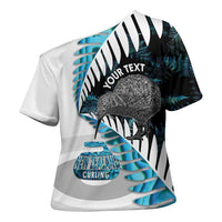 New Zealand Silver Fern Curling Personalised Cross Shoulder Shirt Aotearoa Kiwi Ponga Paua Shell Version - Polynesian Pride