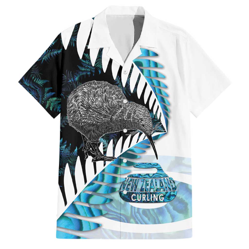 New Zealand Silver Fern Curling Personalised Family Matching Long Sleeve Bodycon Dress and Hawaiian Shirt Aotearoa Kiwi Ponga Paua Shell Version LT14 Dad's Shirt - Short Sleeve Black - Polynesian Pride