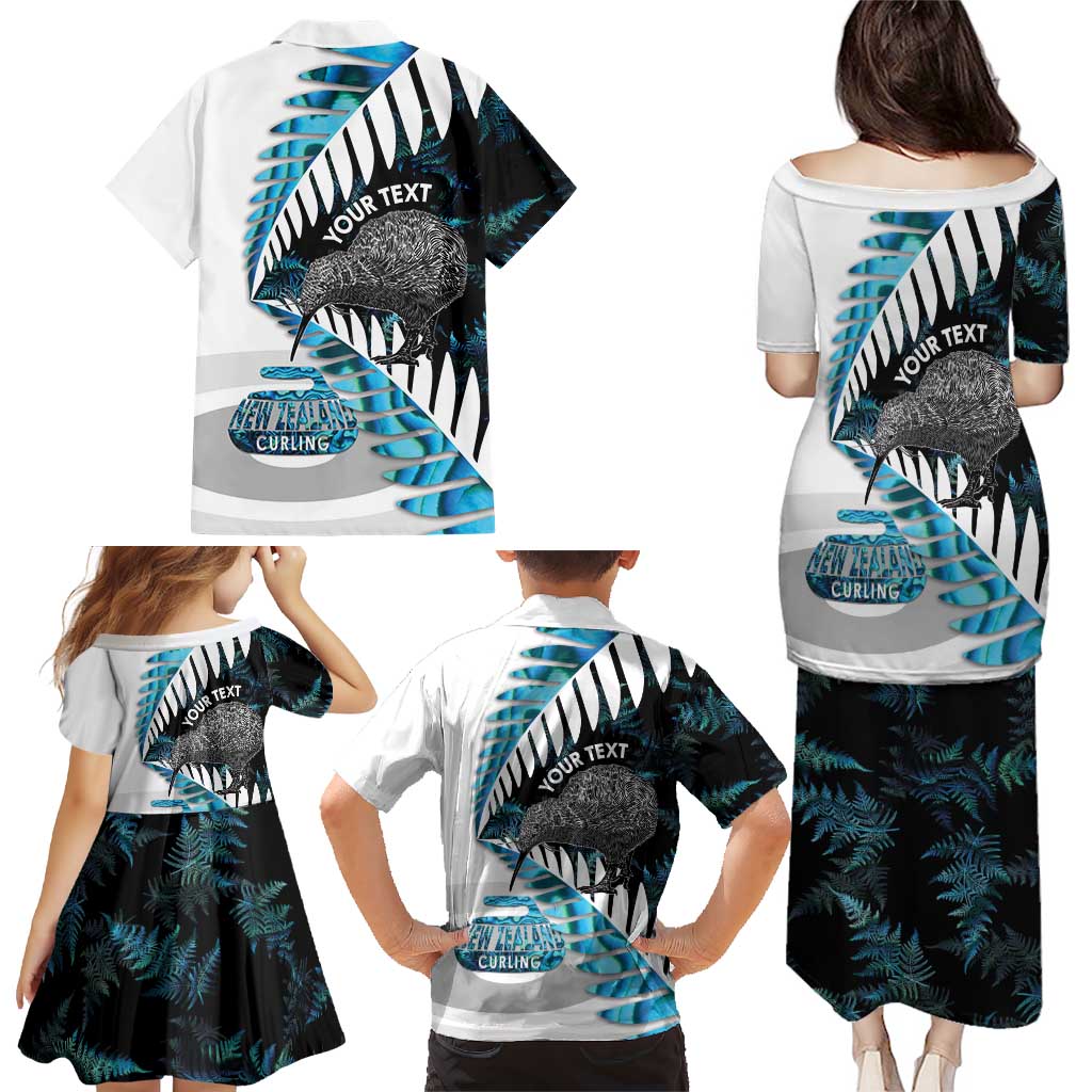 New Zealand Silver Fern Curling Personalised Family Matching Puletasi and Hawaiian Shirt Aotearoa Kiwi Ponga Paua Shell Version LT14 - Polynesian Pride