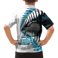 New Zealand Silver Fern Curling Personalised Family Matching Tank Maxi Dress and Hawaiian Shirt Aotearoa Kiwi Ponga Paua Shell Version LT14 - Polynesian Pride