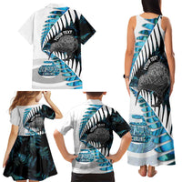 New Zealand Silver Fern Curling Personalised Family Matching Tank Maxi Dress and Hawaiian Shirt Aotearoa Kiwi Ponga Paua Shell Version LT14 - Polynesian Pride